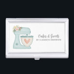 Boîtier Pour Cartes De Visite Boulangerie de gâteau simple Blue Floral Mixer<br><div class="desc">Un mignon mélangeur de gâteau bleu avec des fleurs décore ce coque carte de visite de boulangerie. Personnalisez-le avec votre nom et vos informations commerciales. Un endroit idéal pour ranger ses cartes de visite. Conçu pour vous par Blackberry Boulevard.</div>