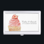 Boîtier Pour Cartes De Visite Cakes & Sweets Cupcake Boulangerie Pâtisserie Chef<br><div class="desc">Un mignon cupcake à la fraise au gel rose orne ce coque carte de visite de boulangerie. Personnalisez-le avec votre nom et vos informations commerciales. Conçu pour vous par Blackberry Boulevard.</div>
