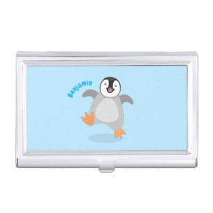 Boîtier Pour Cartes De Visite Caricature de poussin de pingouin mignon et joyeus