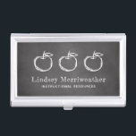 Boîtier Pour Cartes De Visite Chalkboard Apples Enseignement ou éducation<br><div class="desc">Ce coque carte de visite pour enseignants ou autres professionnels de l'éducation présente un dessin blanc de trois pommes sur un arrière - plan noir en tableau noir. Customisez avec votre nom en blanc croisé et le titre ou le lieu d'affaires en blanc sans serif. Consultez notre magasin Ovenbird Designs...</div>