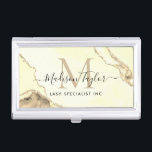 Boîtier Pour Cartes De Visite Chic jaune or Parties scintillant marbre Agate Mon<br><div class="desc">Moderne Elegant Chic Jaune Or Parties scintillant Marbre Agate Monogramme Carte de visite</div>