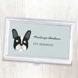 Boîtier Pour Cartes De Visite Chien à chien français Services aux animaux de com<br><div class="desc">Un design amusant français Bulldog sur un arrière - plan bleu oeuf de canard. Idéal pour les promeneurs de chiens,  les toiletteurs de chiens,  les gardiens de chiens et tous les services pour animaux ou animaux de compagnie. Art original de Nic Squirrell.</div>