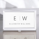 Boîtier Pour Cartes De Visite Classic Élégant Moderne Minimaliste Nom Monogramme<br><div class="desc">Améliorez votre image professionnelle grâce à notre Titulaire de carte de visite Monogramme Monogram moderne et élégant classique. Cet accessoire méticuleusement travaillé allie élégance intemporelle et minimalisme contemporain, en faisant un outil essentiel pour tout professionnel moderne. Conçu avec précision et attention minutieuse aux détails, ce porte-carte de visite est plus...</div>