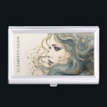 Boîtier Pour Cartes De Visite Coiffeuse professionnelle Salon de beauté<br><div class="desc">Un élégant salon de beauté bleu et or carte de visite coque. Idéal pour les salons de coiffure,  maquillage et ongles. Conçu pour vous par Blackberry Boulevard.</div>