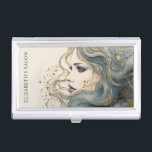 Boîtier Pour Cartes De Visite Coiffeuse professionnelle Salon de beauté<br><div class="desc">Un élégant salon de beauté bleu et or carte de visite coque. Idéal pour les salons de coiffure,  maquillage et ongles. Conçu pour vous par Blackberry Boulevard.</div>