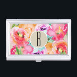 Boîtier Pour Cartes De Visite Coloré brillant Floral moderne Botanique Kraft<br><div class="desc">Cartes de visite correspondants disponibles.</div>