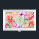 Boîtier Pour Cartes De Visite Coloré brillant Floral moderne Botanique Kraft<br><div class="desc">Cartes de visite correspondants disponibles.</div>