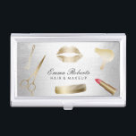Boîtier Pour Cartes De Visite Cosmétiques modernes de salon de beauté d'or et<br><div class="desc">Porte-cartes de carte de visite moderne de cosmétiques de salon de beauté d'or et d'argent.</div>