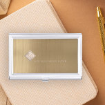 Boîtier Pour Cartes De Visite Cuivre brossé métal diamant d'ivoire Monogrammé<br><div class="desc">Coque carte de visite moderne et exclusif sur un  métallique beige tan élégant comme texture arrière - plan avec monogramme géométrique en losange. Personnalisez-le avec votre entreprise ou votre monogramme personnel lettre et nom!</div>