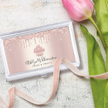 Boîtier Pour Cartes De Visite Cupcake Boulangerie Pâtisserie Chef Rose Gold Part<br><div class="desc">Voici une façon merveilleuse et branchée de montrer votre marque. Présentez-vous le mieux à vos clients, avec ce support carte de visite personnalisé élégant, sophistiqué, simple et moderne. Un cupcake en or brillant et rose, une typographie manuscrite de script et des gouttes de parties scintillant superposent un arrière - plan...</div>