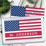 Boîtier Pour Cartes De Visite Drapeau américain Patriotic Stars and Stripes<br><div class="desc">American Flag Business Card Case - Drapeau américain dans un design moderne rouge blanc bleu. Personnalisez avec ce carte de visite de drapeau américain coque avec le nom. Ce porte-carte de visite américain personnalisé est parfait pour les cadeaux militaires, la retraite ou la remise des diplômes, le soldat qui part...</div>