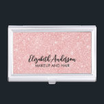 Boîtier Pour Cartes De Visite Élégant détenteur de carte de visite Parties scint<br><div class="desc">Ce coque carte de visite de parties scintillant rose personnalisé a votre nom en texte noir sur un bel arrière - plan de parties scintillant rose. Customisez le coque avec le nom et la profession de votre choix. Parfait pour un coiffeur, un maquilleur ou dans le domaine d'une esthéticienne. Conçu...</div>