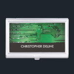 Boîtier Pour Cartes De Visite Elegant Green Computer Circuit Board HighTech<br><div class="desc">Porte carte de visite avec une photo de studio professionnel d'un circuit imprimé d'ordinateur. Vous pouvez l'associer à des cartes de visite.</div>
