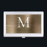 Boîtier Pour Cartes De Visite Élégant Jaune Or brossé Monogramme Métal<br><div class="desc">Élégant or jaune or brossé métal Monogramme de monogramme de carte de visite</div>