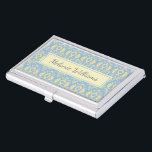 Boîtier Pour Cartes De Visite Élégant Motif de textiles décorés de bleu clair<br><div class="desc">motif textile élégant dans le bleu clair et le beige.</div>