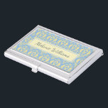 Boîtier Pour Cartes De Visite Élégant Motif de textiles décorés de bleu clair<br><div class="desc">motif textile élégant dans le bleu clair et le beige.</div>
