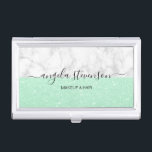 Boîtier Pour Cartes De Visite Élégant peintre moderne de maquillage de parties s<br><div class="desc">Design moderne avec une texture imitation parties scintillant,  marbre blanc et police calligraphie élégante.</div>