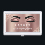 Boîtier Pour Cartes De Visite Extension rose Parties scintillant or étincelle Ey<br><div class="desc">Blush Pink - Rose Gold Parties scintillant brillant Eyelashes Lashes Extensions Salon Beauté Carte de visite avec typographie en lettres blanches pour le monogramme sur le dos. Les Cartes de visite de Parties scintillant Blush Pink et Rose Gold Girly sont parfaits pour une extension Eyelashes (lashes) moderne et élégante. La...</div>
