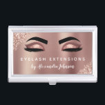 Boîtier Pour Cartes De Visite Extension rose Parties scintillant or étincelle Ey<br><div class="desc">Blush Pink - Rose Gold Parties scintillant brillant Eyelashes Lashes Extensions Salon Beauté Carte de visite avec typographie en lettres blanches pour le monogramme sur le dos. Les Cartes de visite de Parties scintillant Blush Pink et Rose Gold Girly sont parfaits pour une extension Eyelashes (lashes) moderne et élégante. La...</div>