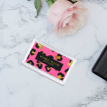Boîtier Pour Cartes De Visite Glam Parties scintillant Gold Fuchsia Black Leopar<br><div class="desc">Si vous êtes une femme patron, cet impressionnant et glamour porte-carte de visite moderne sont la façon parfaite de donner une première impression mémorable à votre client. Coque carte de visite moderne, girly animalier avec image numérique de l'empreinte de léopard en rose Fuchsia chic, noir et or parties scintillant ....</div>