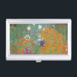Boîtier Pour Cartes De Visite Gustav Klimt Fleur Jardin Cottage Nature<br><div class="desc">Un beau tableau de jardin - c'est un tableau classique de Gustav Klimt,  appelé Cottage Garden,  ou Bauergarten,  1907,  qui est un gros plan d'un jardin fleuri,  un tableau floral coloré.</div>