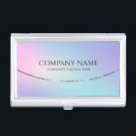 Boîtier Pour Cartes De Visite Holographique coloré arrière - plan argent accent<br><div class="desc">Arrière - plan holographique rose et violet avec accent argenté.</div>