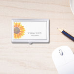 Boîtier Pour Cartes De Visite Instructeur de Yoga de tournesol<br><div class="desc">Cette coque carte de visite à fleurs est décorée d'un tournesol couleur jaune et d'une typographie moderne. Facile à personnaliser. Il y a des cartes de visite correspondants dans mon magasin,  Original Watercolor © Michele Davies.</div>