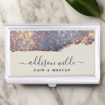 Boîtier Pour Cartes De Visite Iridescente Purple Gold Glam Parties scintillant<br><div class="desc">Boîtier Iridescente Purple Gold Glam Parties scintillant Business Card. Ce design est doté d'une police de style script de signature classique et d'un bel arrière - plan éclatant irisé moderne. Parfait pour un salon de beauté,  coiffeur,  maquilleur ou cosmétologue.</div>