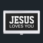 Boîtier Pour Cartes De Visite Jésus vous aime typographie de motivation<br><div class="desc">Jésus vous aime typographie de motivation</div>