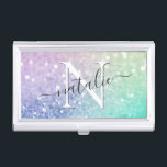 Boîtier Pour Cartes De Visite Jolie Parties scintillant Holographique Fille Glam<br><div class="desc">Personnalisez facilement cet élégant motif de parties scintillant bokeh coloré avec vos détails personnalisés.</div>