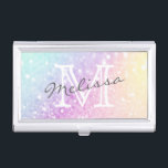 Boîtier Pour Cartes De Visite Jolie Parties scintillant Holographique Fille Glam<br><div class="desc">Personnalisez facilement cet élégant motif de parties scintillant bokeh coloré avec vos détails personnalisés.</div>