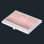 Boîtier Pour Cartes De Visite Lettre de nom personnalisé rose Gold Case de carte<br><div class="desc">Boîtes de carte professionnelle personnalisées avec monogramme Nom Lettre Rose Parties scintillant de carte professionnelle brillante - Ajouter votre lettre / nom - Texte ou supprimer - Faire votre cadeau professionnel spécial - Redimensionner et déplacer ou ajouter du texte / des éléments avec outil de personnalisation. Choisissez les polices /...</div>