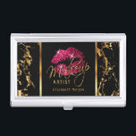 Boîtier Pour Cartes De Visite Lèvres à Parties scintillant rose chaud sur Gold &<br><div class="desc">Porte-cartes professionnelles en Parties scintillant rose chaud lèvres en or et marbre imprimé avec do-it-yourself texte. Ce produit est entièrement personnalisable. Les graphiques et/ou le texte peuvent être ajoutés, supprimés, déplacés, redimensionnés, changés autour, tournés, etc... ... ... ... ... ... ... ... ... ... ... ... ... ... ... ......</div>