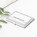 Boîtier Pour Cartes De Visite Ligne minimaliste Elégante Blanc Faux Cuivre<br><div class="desc">Elégant porte-carte de visite avec fausse ligne de cuivre. Parfait pour consultant,  avocat ou tout professionnel.</div>