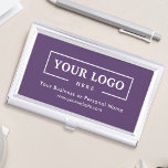 Boîtier Pour Cartes De Visite Logo d'entreprise personnalisé Marqué violet d'ent<br><div class="desc">Créez votre porte-carte de visite professionnel personnalisé avec le logo de votre entreprise et le texte personnalisé. Les supports de carte de visite personnalisés sont des cadeaux d'entreprise pratiques pour les cadres et les employés, et ils ajoutent une touche professionnelle et une valeur promotionnelle à la présentation de vos cartes...</div>