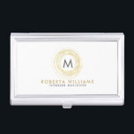 Boîtier Pour Cartes De Visite Logo Gold Parties scintillant Circle<br><div class="desc">Logo élégant moderne minimaliste faux or parties scintillant cercle.</div>