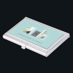 Boîtier Pour Cartes De Visite Lumière géométrique Teal d'architecte et or de<br><div class="desc">Porte-cartes de carte de visite pour un architecte en sarcelle d'hiver légère,  blanc et or avec un dessin géométrique élégant et moderne.</div>
