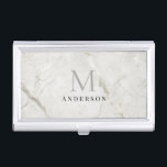 Boîtier Pour Cartes De Visite marbre perlé masculin double monogramme<br><div class="desc">collection masculine élégante de couleurs assorties en marbre avec double monogramme en serif et toutes les informations dans la même police qui donnent une dose d'élégance robuste. Consultez notre magasin pour trouver d'autres articles de cette collection car vous pouvez mélanger et assortir des couleurs qui répondent à vos besoins.</div>