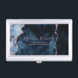 Boîtier Pour Cartes De Visite Marine Bleu Rose or Aquarelle marbre Agate doré<br><div class="desc">Marine Blue & Rose Gold Foil Aquarelle Marbre Agate Géode Doré Design,  avec polices Moderne et Script. Étui de carte d'affaires tendance et chic ! ~ Regardez ma boutique pour voir l'ensemble de la suite pour ce design!</div>