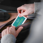 Boîtier Pour Cartes De Visite Marque turquoise pour entreprise verte sur le boît<br><div class="desc">Marque turquoise verte d'affaires sur coque carte de visite personnalisable. Customisez-le en téléchargeant votre logo d'entreprise et en tapant le nom, l'adresse, le numéro de téléphone, le courriel et le site Web ou la page de médias sociaux de votre entreprise. Customisez-le pour annoncer votre entreprise ou pour promouvoir votre marque...</div>