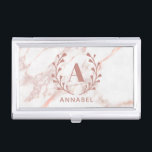 Boîtier Pour Cartes De Visite Monogramme en marbre rose Toute initiale et nom pe<br><div class="desc">Personnalisez avec votre propre nom et votre propre nom. © Gorjo Designs. Fait pour vous via la plateforme Zazzle.</div>