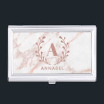 Boîtier Pour Cartes De Visite Monogramme en marbre rose Toute initiale et nom pe<br><div class="desc">Personnalisez avec votre propre nom et votre propre nom. © Gorjo Designs. Fait pour vous via la plateforme Zazzle.</div>
