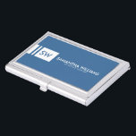 Boîtier Pour Cartes De Visite Monogramme réversible moderne bleu & blanc<br><div class="desc">Design contemporain simple et simple,  monographié en bleu et blanc réversible. Cool propre design simple. Il y a plusieurs combinaisons de couleurs sur ce design,  mais si vous aimez ce design dans une couleur différente,  envoyez-moi un email</div>