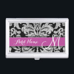 Boîtier Pour Cartes De Visite Motif dentelle noir et blanc Monogramme personnali<br><div class="desc">Un motif vintage avec un tableau noir et dentelle. Regardez de près les fleurs et les feuilles.Un design tendance avec des couleurs populaires et l'élégance. Les éléments sont plus faciles à customiser lorsque vous remplacez tout le texte et les photos en premier. Si votre art doit encore être ajusté, cliquez...</div>