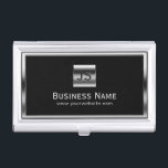 Boîtier Pour Cartes De Visite Obscurité professionnelle encadrée par argent<br><div class="desc">Porte-cartes de carte de visite professionnel encadré par argent d'initiales de monogramme.</div>