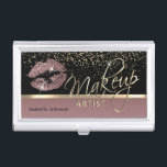Boîtier Pour Cartes De Visite Or rose et Parties scintillant<br><div class="desc">Titulaires de cartes professionnelles. Des lèvres élégantes en or et parties scintillant or rose sur un arrière - plan d'or noir et rose. (Pour les produits et designs correspondants, tapez dans Mot-clé : PARTIES SCINTILLANT LIPS ) prêt à vous personnaliser. REMARQUE : SEULEMENT CHANGER LES ZONES MODÈLES NÉCESSAIRES! 😀 Si...</div>