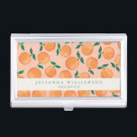 Boîtier Pour Cartes De Visite Oranges boho modernes agrumes<br><div class="desc">Boho Oranges modernes Citrus Fruit Blush Green Carte de visite personnalisée Case</div>