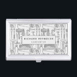 Boîtier Pour Cartes De Visite Outils du centre de dessin vintage<br><div class="desc">Un design élégant et simple avec des outils vintages. Illustration d'outils de travail du bois,  parfait pour le menuisier,  ou handyman. Facile à personnaliser avec votre nom et votre profession.</div>