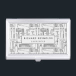 Boîtier Pour Cartes De Visite Outils du centre de dessin vintage<br><div class="desc">Un design élégant et simple avec des outils vintages. Illustration d'outils de travail du bois,  parfait pour le menuisier,  ou handyman. Facile à personnaliser avec votre nom et votre profession.</div>