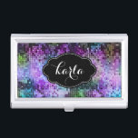 Boîtier Pour Cartes De Visite Parties scintillant de discothèque colorée monogra<br><div class="desc">Élégante impression de texture de parties scintillant disco colorée avec monogramme et accents noirs.</div>